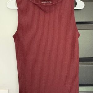 Abercrombie Burgundy Wide Rib Slash Top Blouse